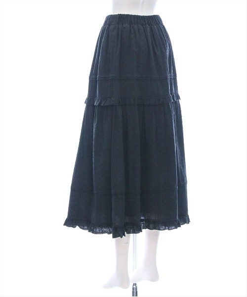 clear（クリア）の「【低身長サイズ有】ドットフリルロングスカート[夏 コットン レース]≪SS新作≫（スカート・レディース・ブラック/オフホワイト・F/XS）」の7枚目の写真