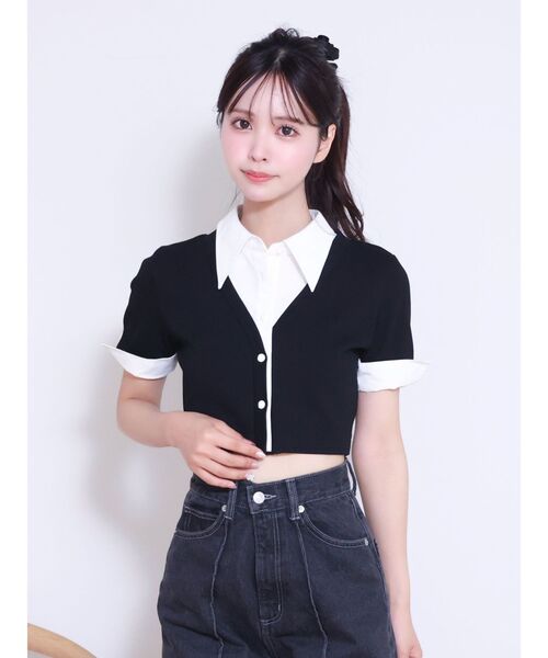 EATME（イートミー）の「シャツカラーレイヤードブラウス（シャツ/ブラウス・レディース・ブラック/ライトブルー/グレー・FREE）」の11枚目の写真