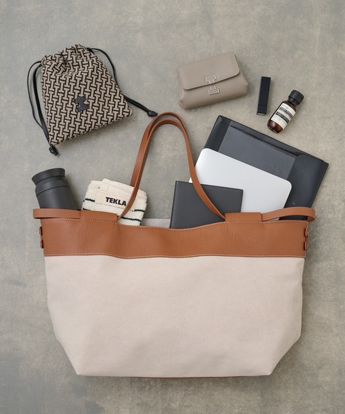 IACUCCI（イアクッチ）の「ソルジェンテ  CANVAS/CERVO（トートバッグ・レディース・キャメル/ブラック・FREE）」の3枚目の写真