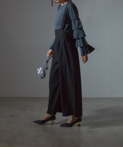 each（イーチ）の「バッククロスワイドパンツサロペ（サロペット/オーバーオール・レディース・グレー/ブラック・FREE）」の14枚目の写真