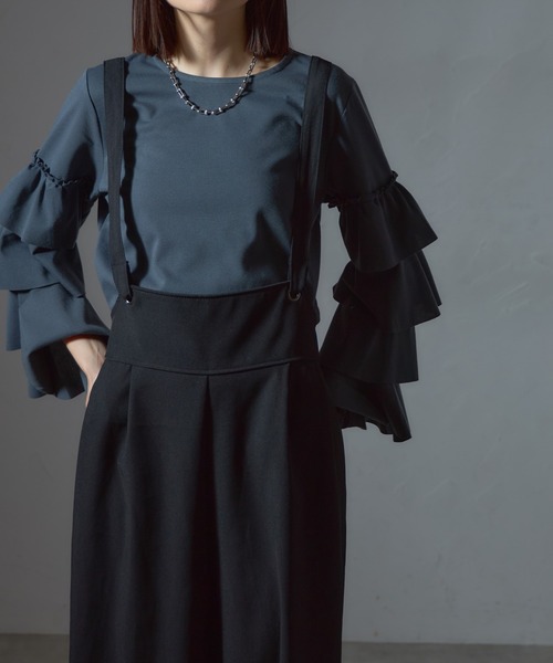 each（イーチ）の「バッククロスワイドパンツサロペ（サロペット/オーバーオール・レディース・グレー/ブラック・FREE）」の20枚目の写真