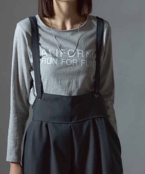 each（イーチ）の「バッククロスワイドパンツサロペ（サロペット/オーバーオール・レディース・グレー/ブラック・FREE）」の8枚目の写真