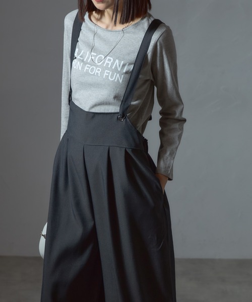 each（イーチ）の「バッククロスワイドパンツサロペ（サロペット/オーバーオール・レディース・グレー/ブラック・FREE）」の9枚目の写真