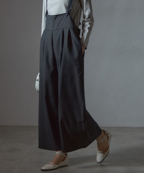 each（イーチ）の「バッククロスワイドパンツサロペ（サロペット/オーバーオール・レディース・グレー/ブラック・FREE）」の11枚目の写真