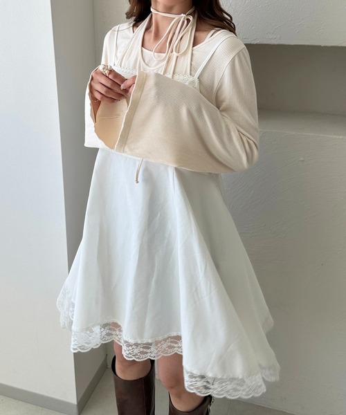 apres jour clair(アプレジュールクレア)の「【apres jour clair】レースデザインキャミチュニック(キャミソール・レディース・オフホワイト/ブラック・フリー/X-LARGE)」の3枚目の写真