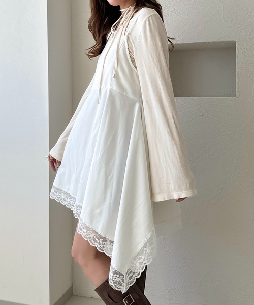 apres jour clair(アプレジュールクレア)の「【apres jour clair】レースデザインキャミチュニック(キャミソール・レディース・オフホワイト/ブラック・フリー/X-LARGE)」の6枚目の写真