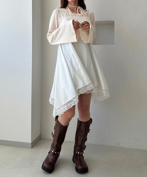 apres jour clair(アプレジュールクレア)の「【apres jour clair】レースデザインキャミチュニック(キャミソール・レディース・オフホワイト/ブラック・フリー/X-LARGE)」の9枚目の写真