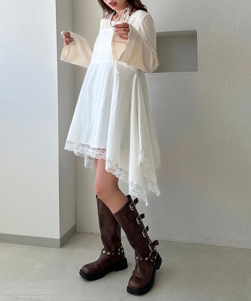 apres jour clair(アプレジュールクレア)の「【apres jour clair】レースデザインキャミチュニック(キャミソール・レディース・オフホワイト/ブラック・フリー/X-LARGE)」の10枚目の写真