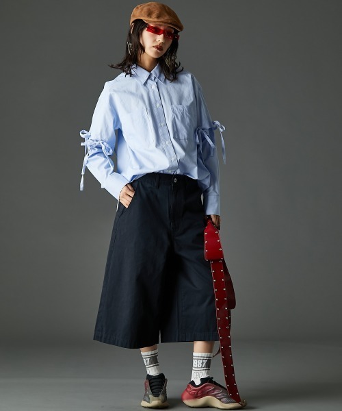GEVS.(ジェイヴィス)の「綿100%2WAYリボンシャツ<大きいサイズ有>GEVS.(シャツ/ブラウス・レディース・ピンク系/ブルー系・M/L/LL/3L/4L/5L)」の12枚目の写真