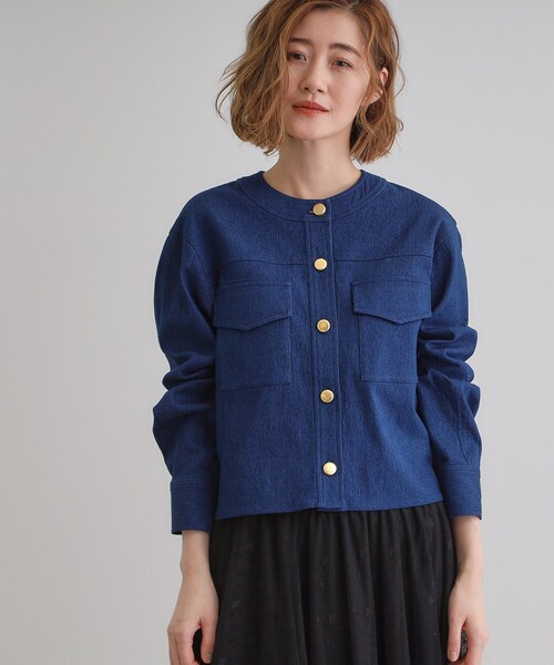『美品』　自由区　デニムノーカラージャケット USUKARU DENIM ノーカラージャケット（デニムジャケット）｜自由