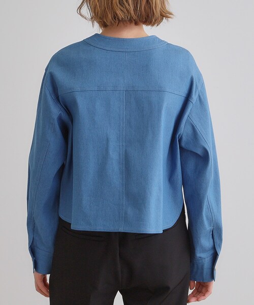 grove(グローブ)の「ライトデニムノーカラージャケット(デニムジャケット・レディース・ネイビー/アイボリー/ブルー・02/01/03/04/05)」の19枚目の写真