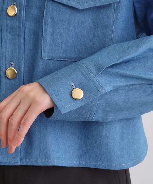 grove(グローブ)の「ライトデニムノーカラージャケット(デニムジャケット・レディース・ネイビー/アイボリー/ブルー・02/01/03/04/05)」の22枚目の写真