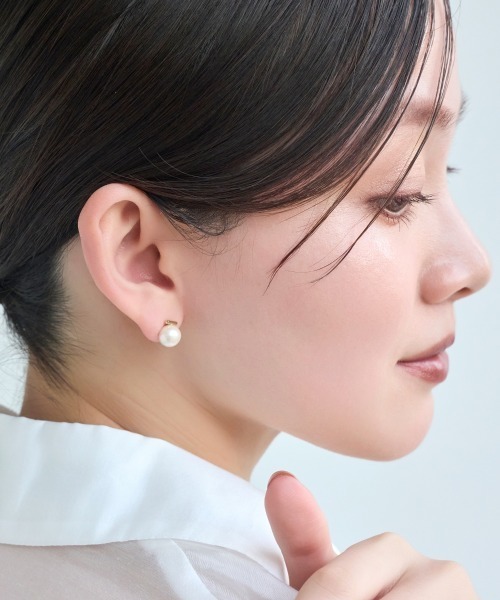 Phoebe(フィービィー)の「【金属アレルギー対応】パワーストーンバーピアス/天然石/パール(ピアス(両耳用)・レディース・ピンク/ホワイト/パープル/イエロー・FREE)」の5枚目の写真