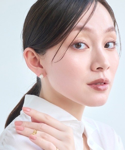 Phoebe(フィービィー)の「【金属アレルギー対応】パワーストーンバーピアス/天然石/パール(ピアス(両耳用)・レディース・ピンク/ホワイト/パープル/イエロー・FREE)」の6枚目の写真