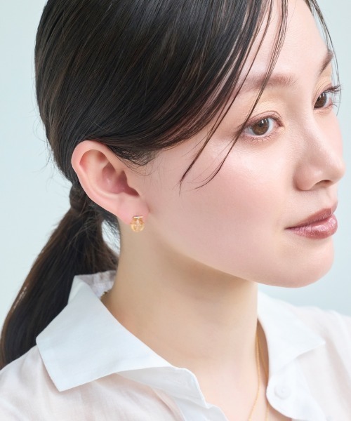 Phoebe(フィービィー)の「【金属アレルギー対応】パワーストーンバーピアス/天然石/パール(ピアス(両耳用)・レディース・ピンク/ホワイト/パープル/イエロー・FREE)」の22枚目の写真