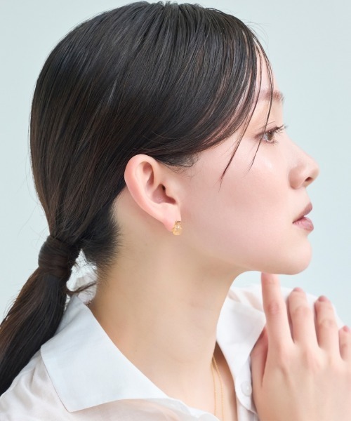 Phoebe(フィービィー)の「【金属アレルギー対応】パワーストーンバーピアス/天然石/パール(ピアス(両耳用)・レディース・ピンク/ホワイト/パープル/イエロー・FREE)」の22枚目の写真