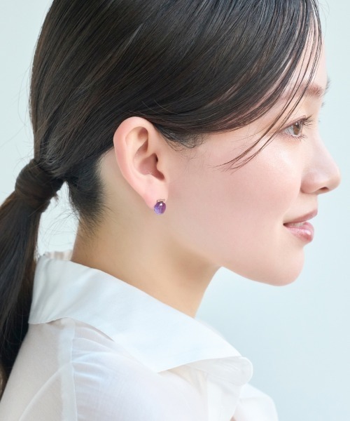 Phoebe(フィービィー)の「【金属アレルギー対応】パワーストーンバーピアス/天然石/パール(ピアス(両耳用)・レディース・ピンク/ホワイト/パープル/イエロー・FREE)」の17枚目の写真