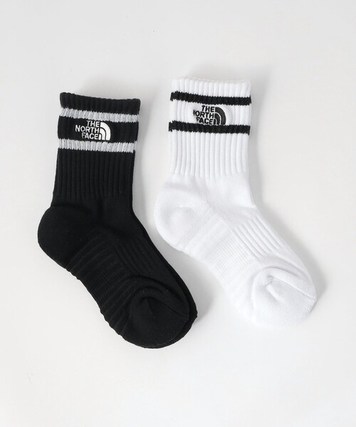 THE NORTH FACE（ザノースフェイス）の「＜THE NORTH FACE＞ラン 2P クルー ソックス / キッズ（ソックス/靴下・キッズ・ブラック/ケリーグリーン・19-21cm）」の2枚目の写真