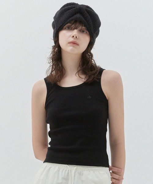 KIRSH(キルシー)の「KIRSH PLAIN SLIM FIT SLEEVELESS プレーン スリム フィット スリーブレス(タンクトップ・レディース・ホワイト/ブラック・ONE SIZE)」の2枚目の写真