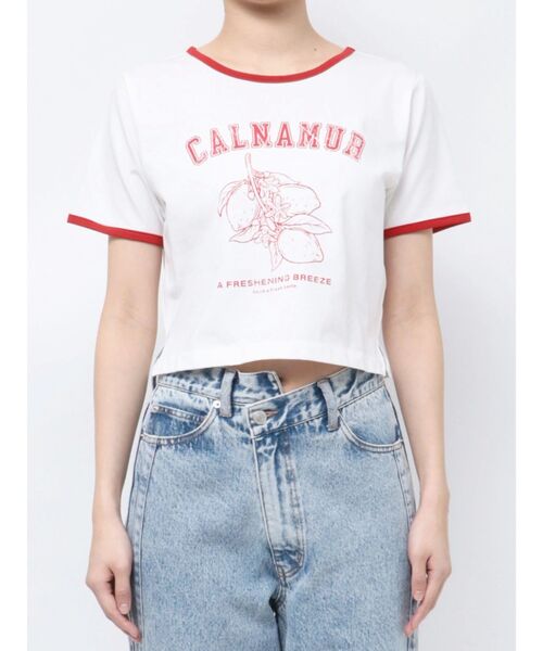 CALNAMUR（カルナムール）の「COLOR SCHEME LEMON PRINT TEE/カラースキームレモンプリントTシャツ（Tシャツ/カットソー・レディース・ネイビー/ホワイト/レッド・FREE）」の18枚目の写真
