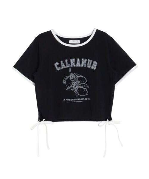 CALNAMUR（カルナムール）の「COLOR SCHEME LEMON PRINT TEE/カラースキームレモンプリントTシャツ（Tシャツ/カットソー・レディース・ネイビー/ホワイト/レッド・FREE）」の2枚目の写真