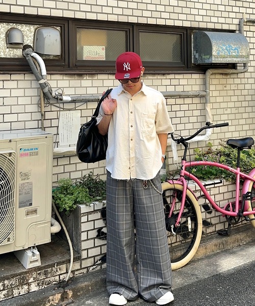 MandO（Auntie Rosa）（エムオー）の「【MandO】ストライプ&無地&チェックバギースラックス/ロールアップワイドパンツ（スラックス・メンズ・ブラック系/ブラウン系/ブラック/グレー系/グレー・MEDIUM/LARGE/SMALL）」の8枚目の写真