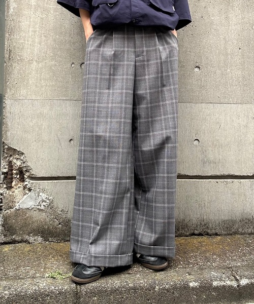 MandO（Auntie Rosa）（エムオー）の「【MandO】ストライプ&無地&チェックバギースラックス/ロールアップワイドパンツ（スラックス・メンズ・ブラック系/ブラウン系/ブラック/グレー系/グレー・MEDIUM/LARGE/SMALL）」の19枚目の写真