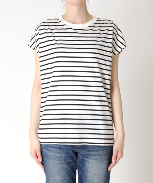 tシャツ 接触冷感フレンチスリーブボーダーカットソー レディース 接触冷感フレンチスリーブボーダーカットソー（Tシャツ