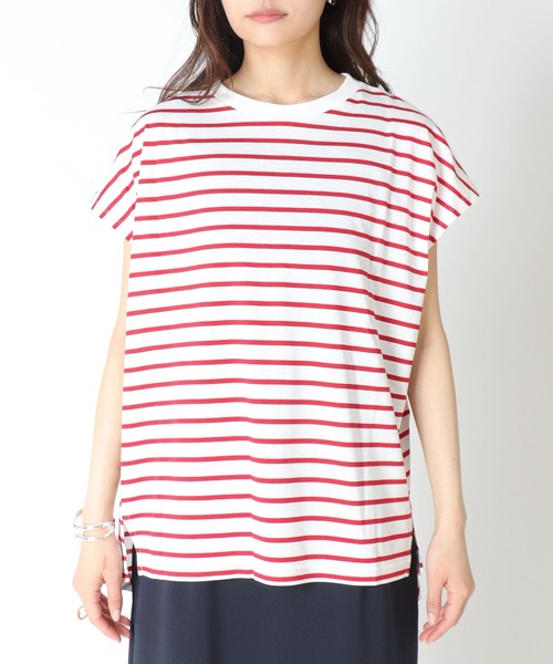 tシャツ 接触冷感フレンチスリーブボーダーカットソー レディース 接触冷感フレンチスリーブボーダーカットソー（Tシャツ