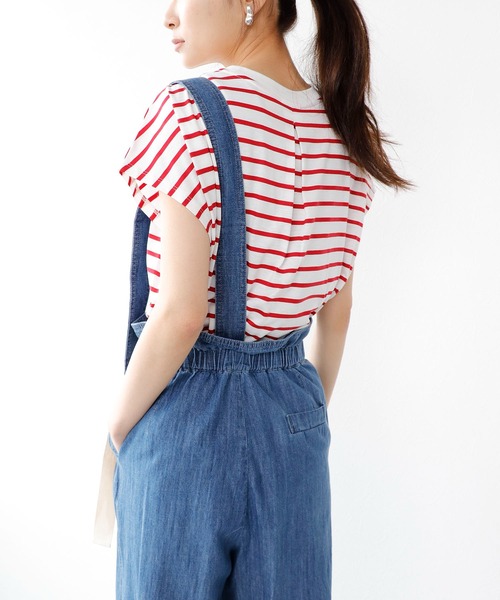 Jines(ジネス)の「接触冷感フレンチスリーブボーダーカットソー(Tシャツ/カットソー・レディース・ブラック/レッド・38)」の19枚目の写真