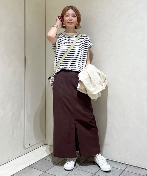 tシャツ 接触冷感フレンチスリーブボーダーカットソー レディース 接触冷感フレンチスリーブボーダーカットソー（Tシャツ
