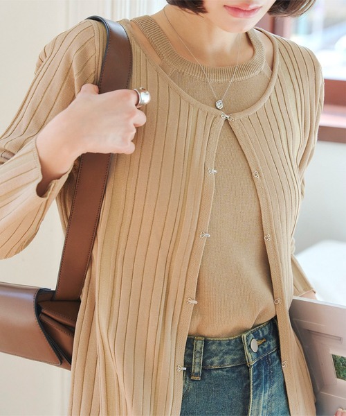 KOBE LETTUCE(コウベレタス)の「アメスリニット×ホックカーディガンアンサンブル(アンサンブル・レディース・グリーン/ブラウン/グレイッシュベージュ/ブラック・M)」の19枚目の写真