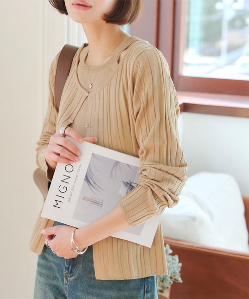 KOBE LETTUCE(コウベレタス)の「アメスリニット×ホックカーディガンアンサンブル(アンサンブル・レディース・グリーン/ブラウン/グレイッシュベージュ/ブラック・M)」の18枚目の写真