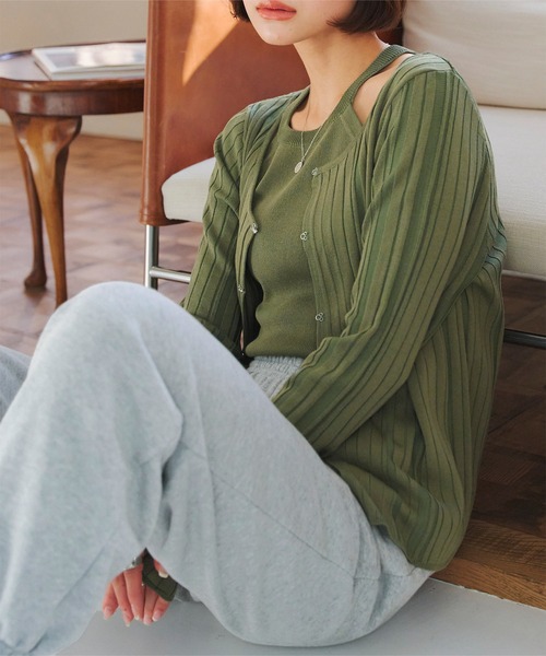 KOBE LETTUCE(コウベレタス)の「アメスリニット×ホックカーディガンアンサンブル(アンサンブル・レディース・グリーン/ブラウン/グレイッシュベージュ/ブラック・M)」の14枚目の写真