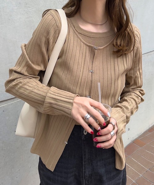 KOBE LETTUCE(コウベレタス)の「アメスリニット×ホックカーディガンアンサンブル(アンサンブル・レディース・グリーン/ブラウン/グレイッシュベージュ/ブラック・M)」の21枚目の写真