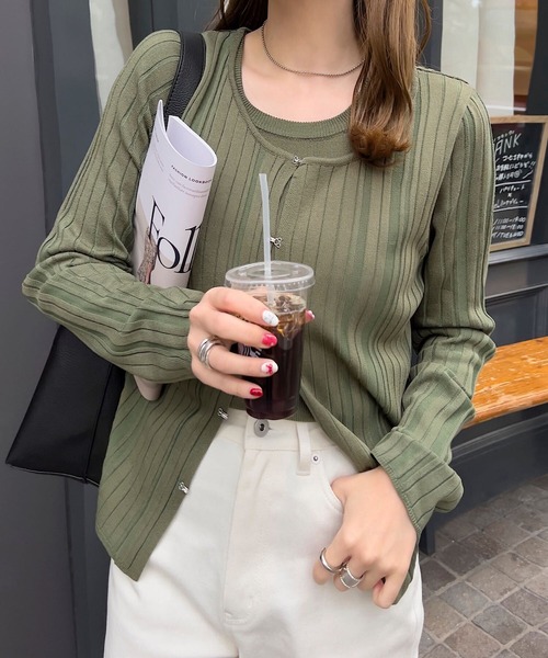 KOBE LETTUCE(コウベレタス)の「アメスリニット×ホックカーディガンアンサンブル(アンサンブル・レディース・グリーン/ブラウン/グレイッシュベージュ/ブラック・M)」の17枚目の写真