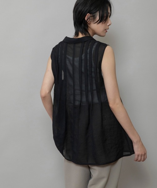 Munich（ミューニック）の「【速乾性】【通気性】【防シワ】麻調メッシュタックブラウス（シャツ/ブラウス・レディース・ホワイト/ブラック/ベージュ・FREE）」の19枚目の写真