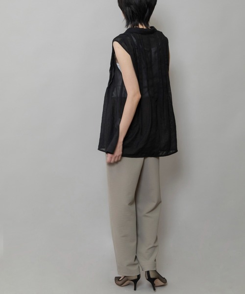 Munich（ミューニック）の「【速乾性】【通気性】【防シワ】麻調メッシュタックブラウス（シャツ/ブラウス・レディース・ホワイト/ブラック/ベージュ・FREE）」の18枚目の写真