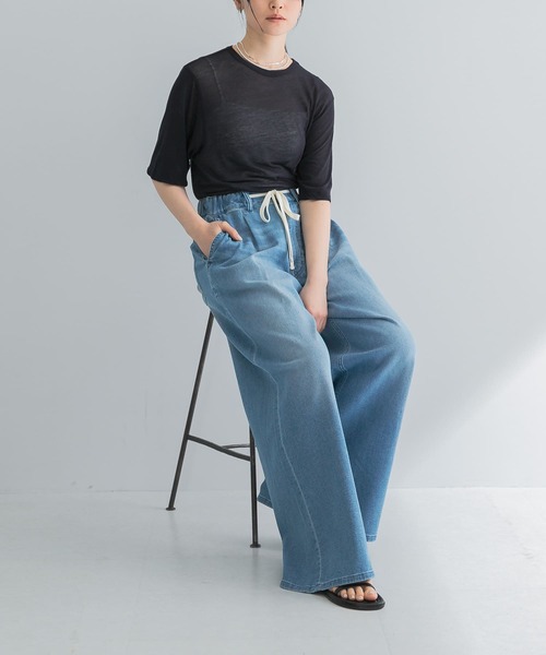Urban research 新品　麻パンツ セール】『3サイズ展開』綿麻デニムイージーパンツ（デニム