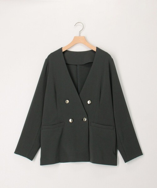 日本製【Le minor】ウールモッサノーカラージャケット　グレー　SIZE38 日本製【Le minor】ウールモッサノーカラージャケット グレー SIZE38