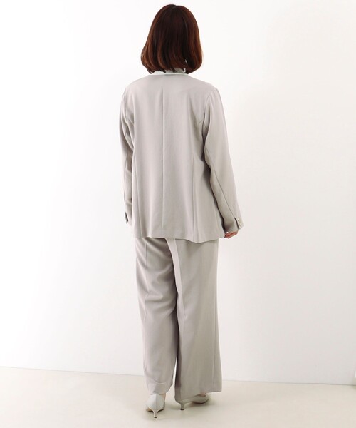 MICO COULIER（ミコクリエ）の「《セットアップ対応》ハイストレッチカルゼワッシャーノーカラージャケット（ノーカラージャケット・レディース・ネイビー/チャコールグレー/グレイッシュベージュ・38）」の10枚目の写真