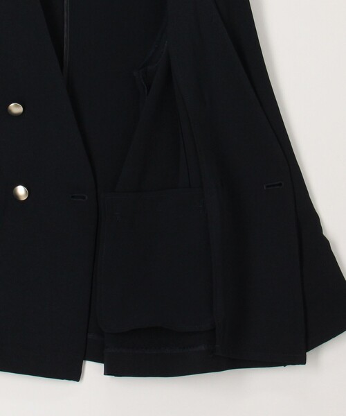 MICO COULIER（ミコクリエ）の「《セットアップ対応》ハイストレッチカルゼワッシャーノーカラージャケット（ノーカラージャケット・レディース・ネイビー/チャコールグレー/グレイッシュベージュ・38）」の14枚目の写真