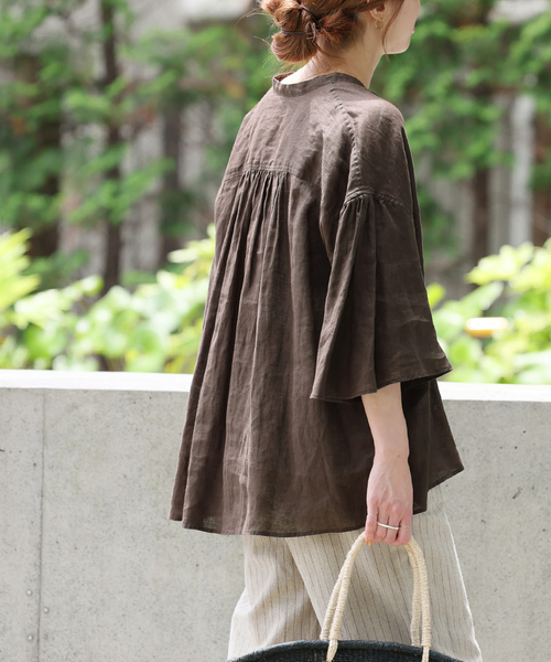 No.66フレンチリネンギャザーブラウス（シャツ/ブラウス