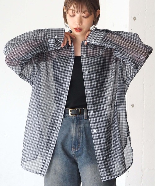 tiptop（ティップトップ）の「シアーアソートBIGシャツ（シャツ/ブラウス・レディース・グリーン系その他/ブルー系その他/ピンク/オフホワイト/グレー/チャコールグレー/ブルー/ブラック系その他/ブルー系その他2・FREE）」の3枚目の写真