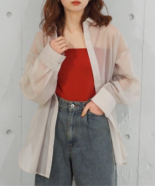 tiptop（ティップトップ）の「シアーアソートBIGシャツ（シャツ/ブラウス・レディース・グリーン系その他/ブルー系その他/ピンク/オフホワイト/グレー/チャコールグレー/ブルー/ブラック系その他/ブルー系その他2・FREE）」の5枚目の写真