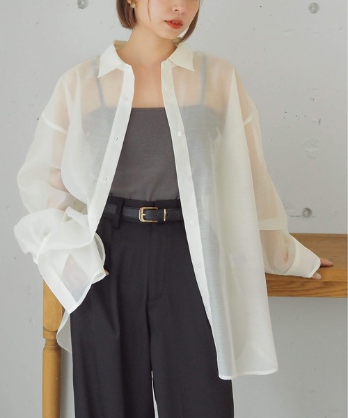 tiptop（ティップトップ）の「シアーアソートBIGシャツ（シャツ/ブラウス・レディース・グリーン系その他/ブルー系その他/ピンク/オフホワイト/グレー/チャコールグレー/ブルー/ブラック系その他/ブルー系その他2・FREE）」の2枚目の写真