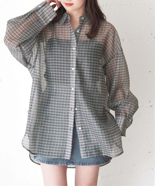 tiptop（ティップトップ）の「シアーアソートBIGシャツ（シャツ/ブラウス・レディース・グリーン系その他/ブルー系その他/ピンク/オフホワイト/グレー/チャコールグレー/ブルー/ブラック系その他/ブルー系その他2・FREE）」の9枚目の写真