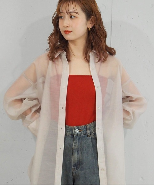 tiptop（ティップトップ）の「シアーアソートBIGシャツ（シャツ/ブラウス・レディース・グリーン系その他/ブルー系その他/ピンク/オフホワイト/グレー/チャコールグレー/ブルー/ブラック系その他/ブルー系その他2・FREE）」の17枚目の写真