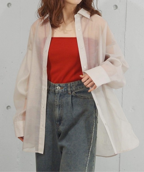 tiptop（ティップトップ）の「シアーアソートBIGシャツ（シャツ/ブラウス・レディース・グリーン系その他/ブルー系その他/ピンク/オフホワイト/グレー/チャコールグレー/ブルー/ブラック系その他/ブルー系その他2・FREE）」の18枚目の写真