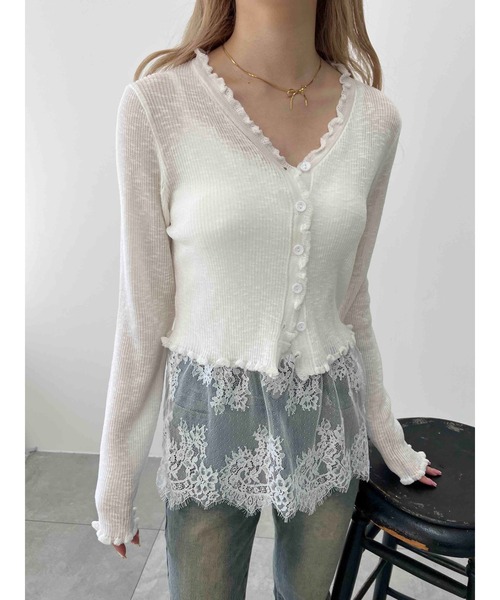 PHILLY（フィリー）の「【PHILLY】ヘムレースキャミソール（キャミソール・レディース・ホワイト/ブラック・FREE）」の9枚目の写真